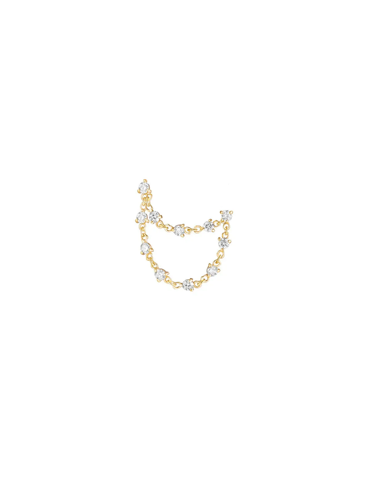 0.44ct Diamond 18K Gold Single Draped Chain Earring