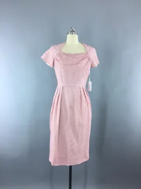 1950s Vintage Pink Lace Cocktail Dress