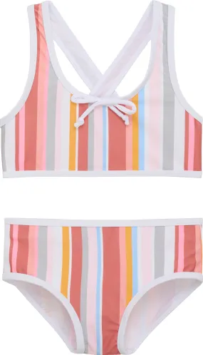 All-Over Print Bikini Top with Bow - Girls|-|Haut de bikini à imprimé intégral avec nud - Fille