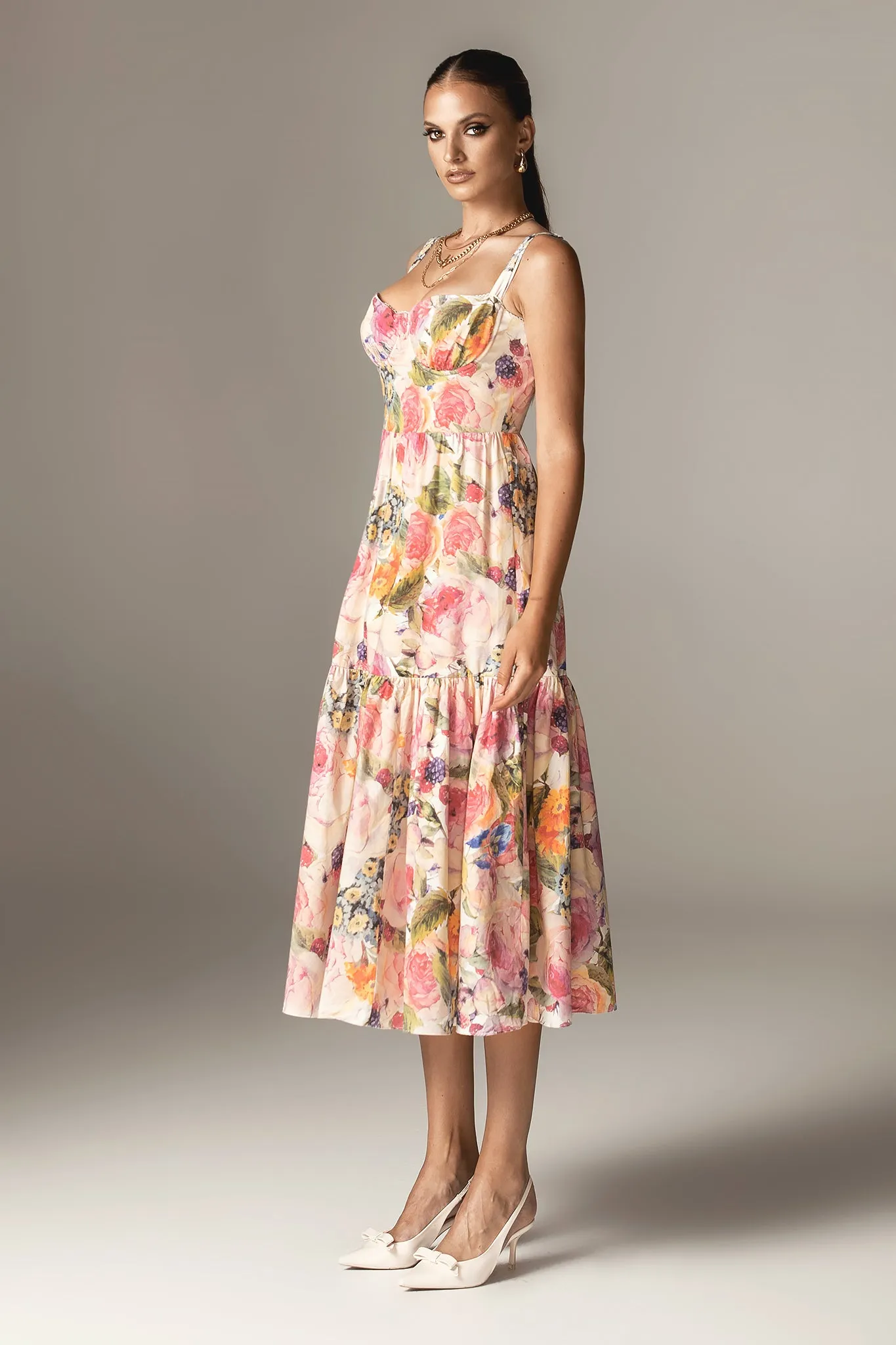 Andrea Bloom Rose Cotton Maxi Sundress (Rose Print)