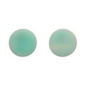 Circle Marble Resin Stud Earrings - Mint