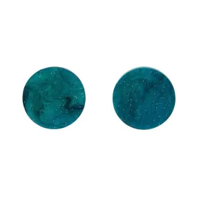 Circle Ripple Glitter Resin Stud Earrings - Emerald