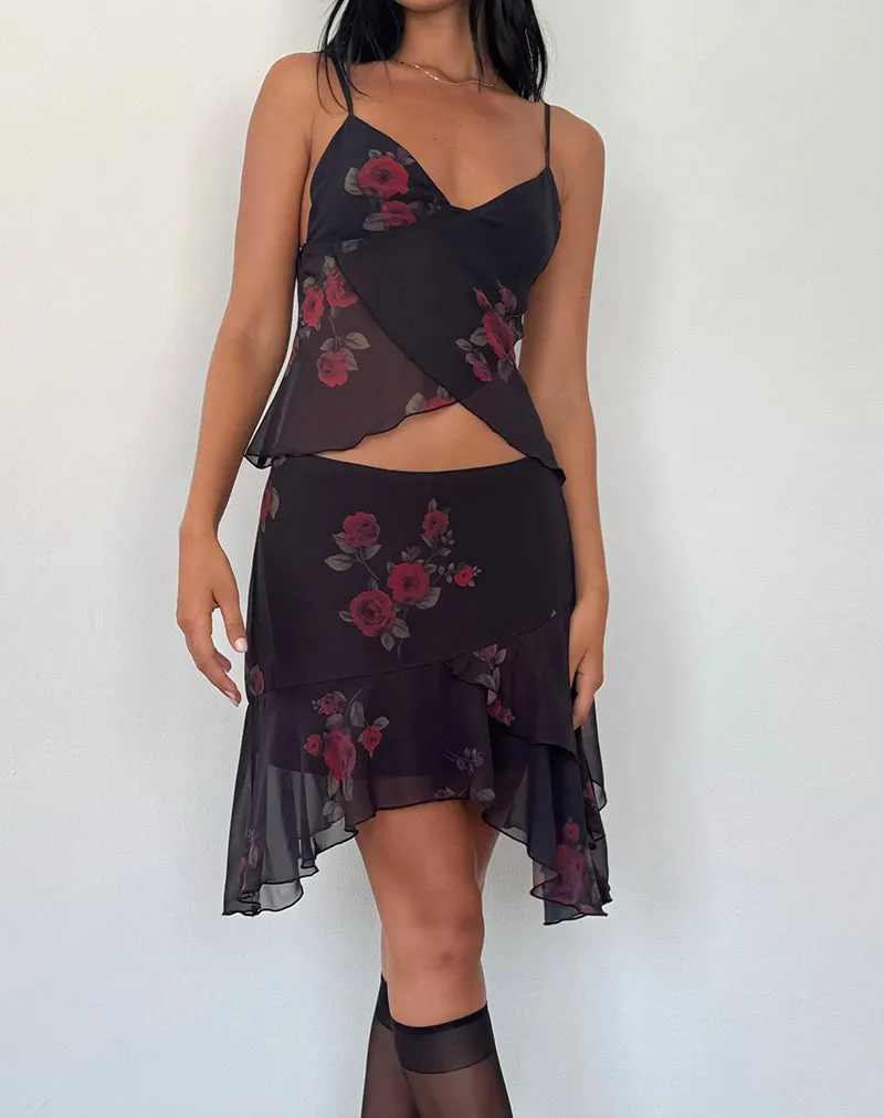 Cojira Mesh Butterfly Top in Vintage Roses Black