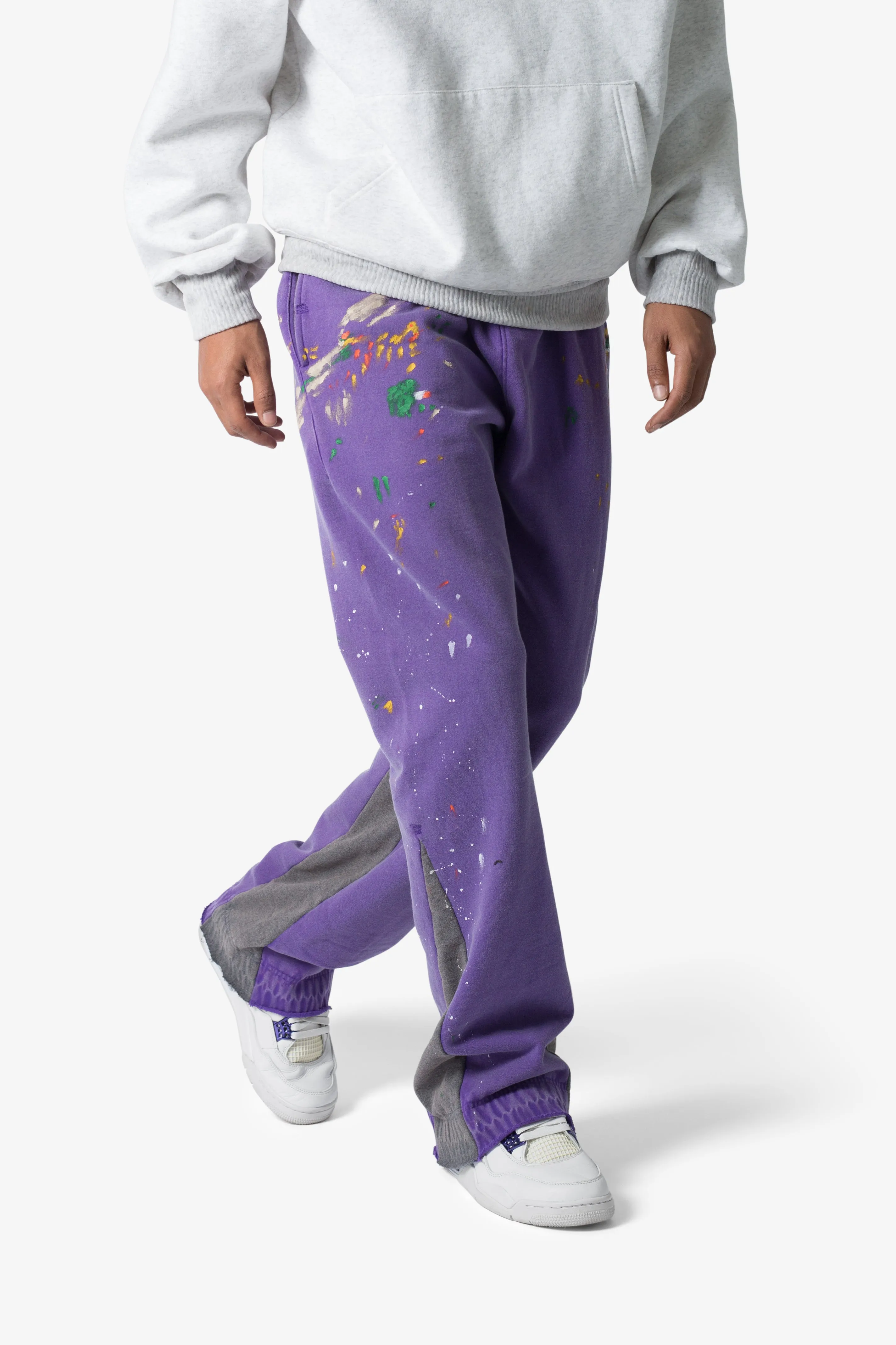 Contrast Bootcut Sweatpants - Purple