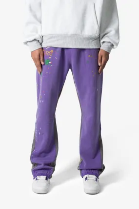 Contrast Bootcut Sweatpants - Purple