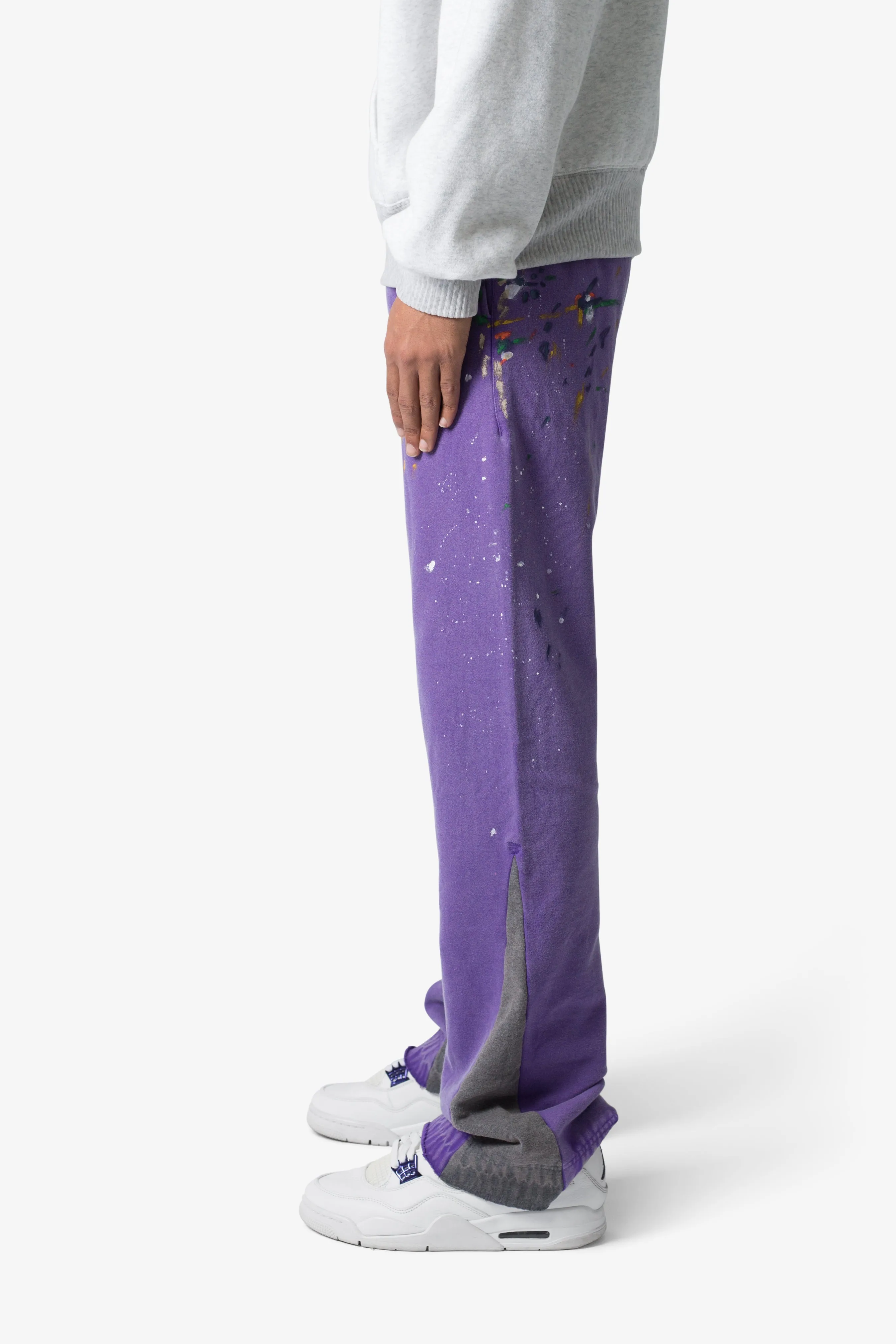 Contrast Bootcut Sweatpants - Purple