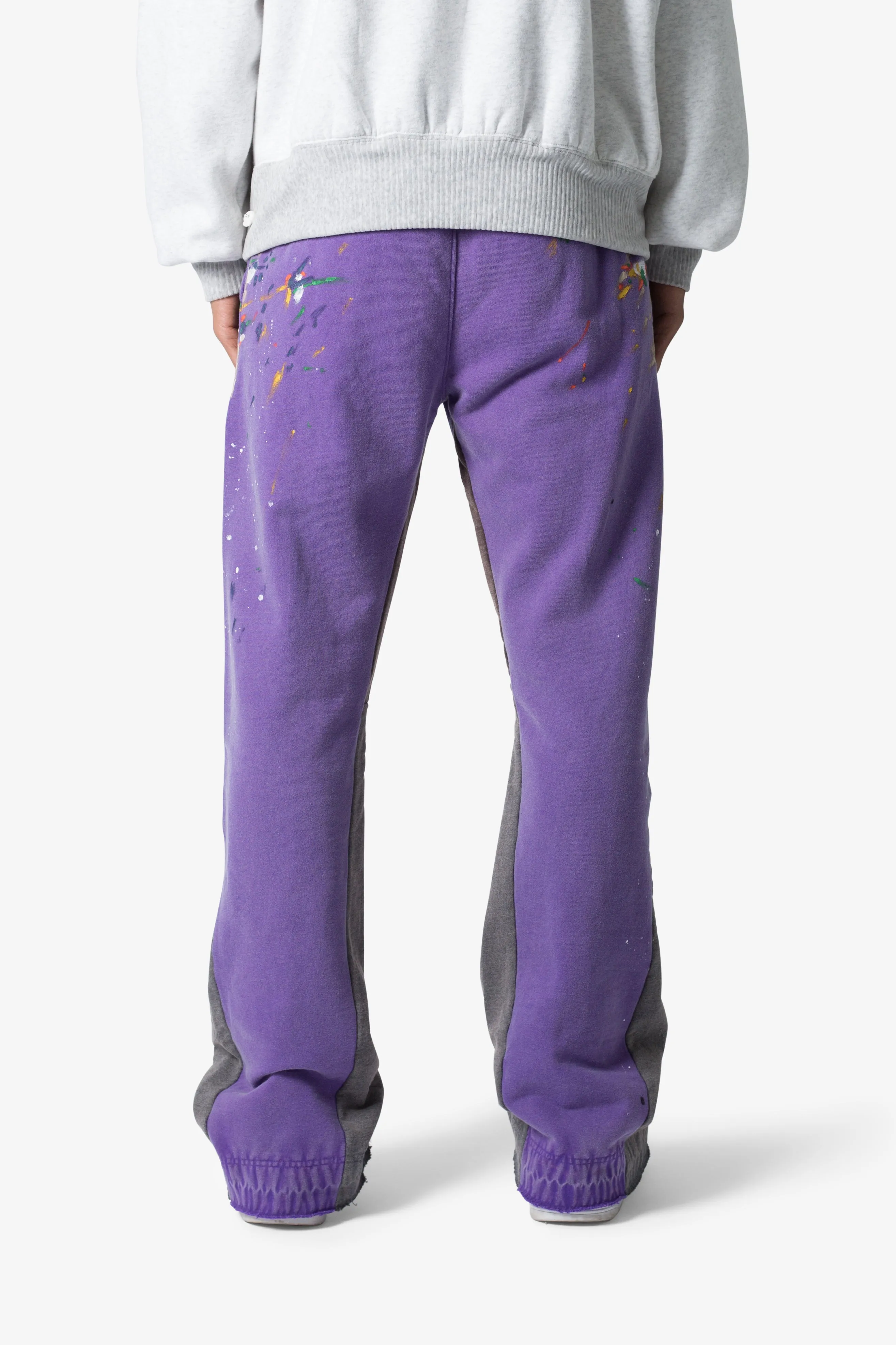 Contrast Bootcut Sweatpants - Purple