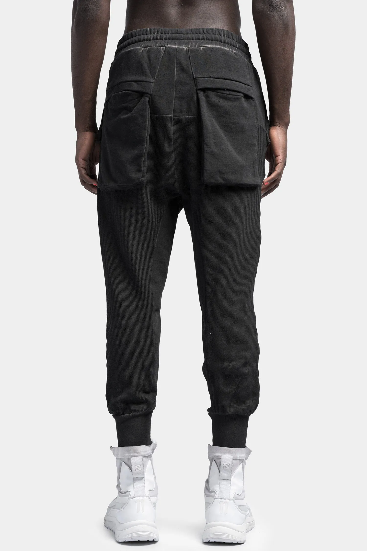 Contrast cotton sweatpants, Black oil