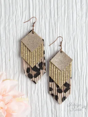 Fringe for Days Earrings, Leopard