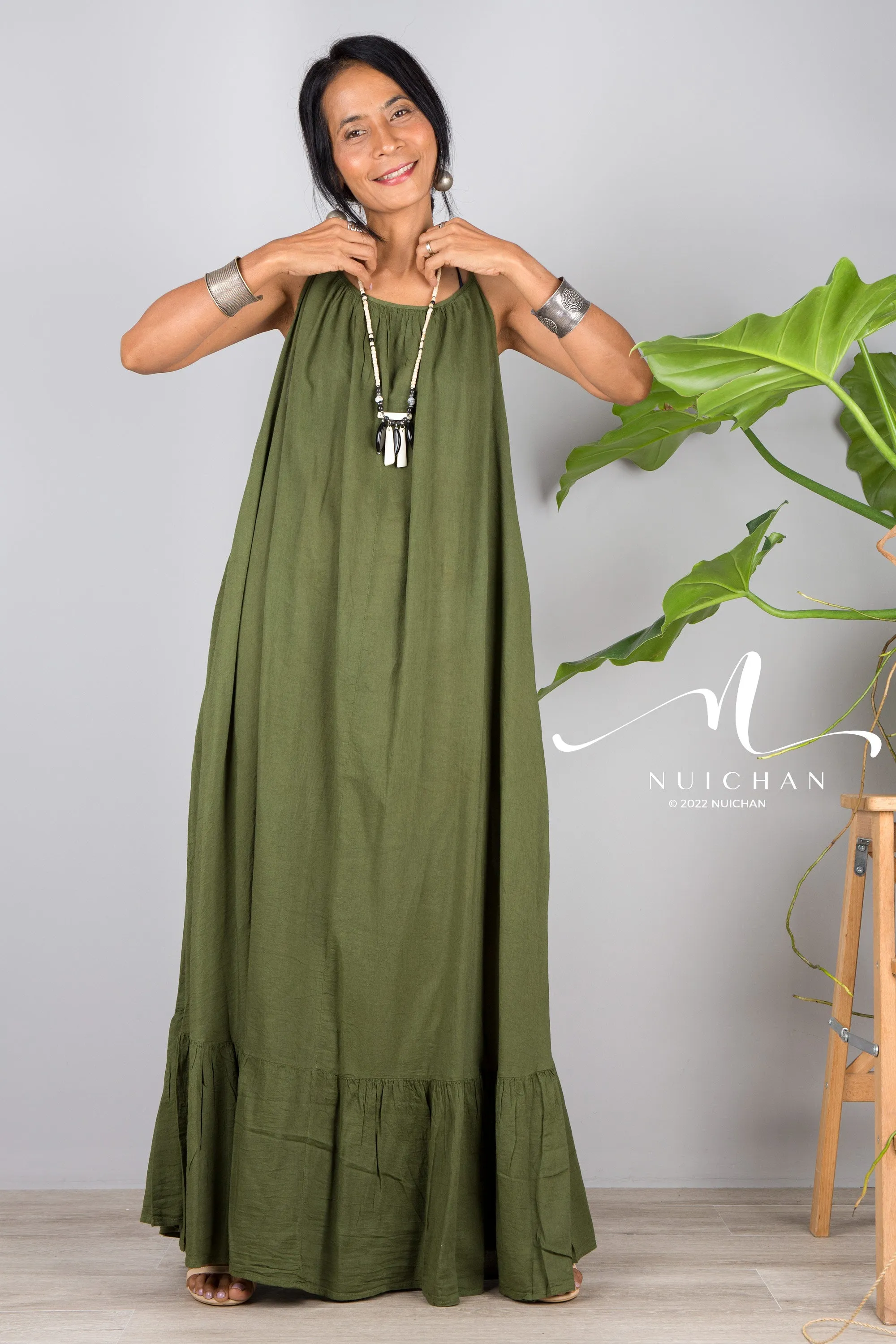 Green cotton dress