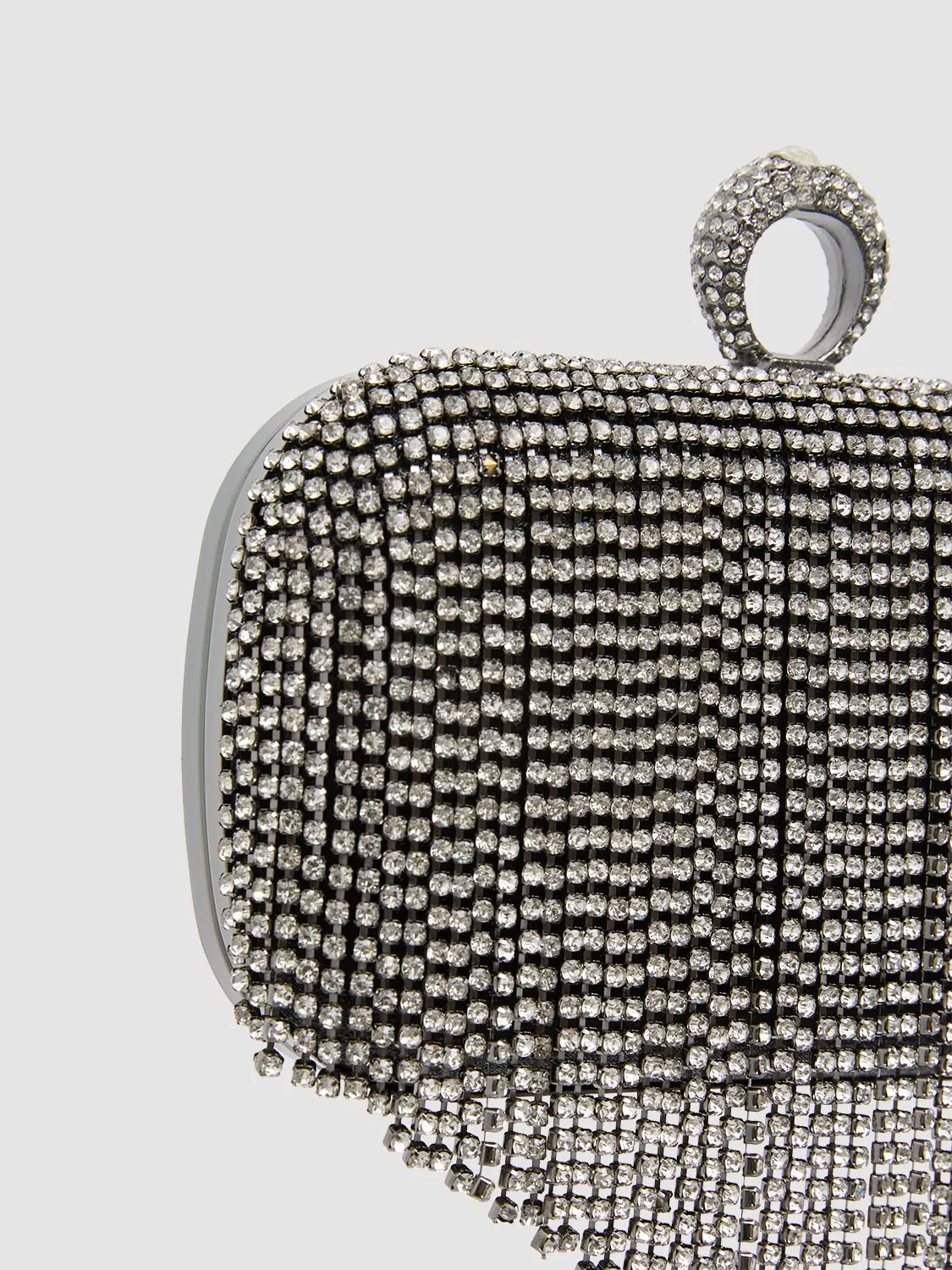 Jewelled Fringe Minaudiere With Ring Closure