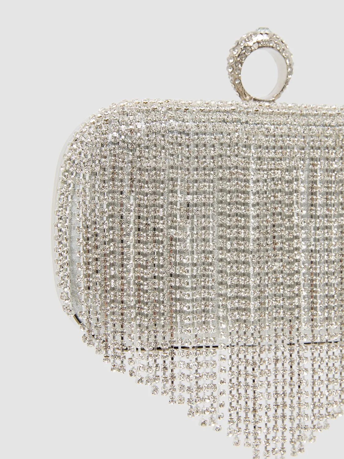 Jewelled Fringe Minaudiere With Ring Closure