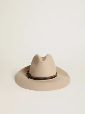 Journey Collection dove-gray Fedora hat with leather strap