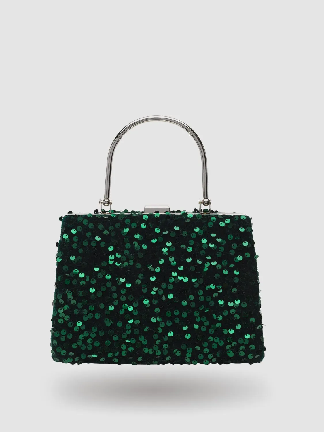 Sequined Minaudiere With Top Handle