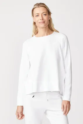 Stateside Softest Fleece Raglan Side Slit Sweatshirt in White