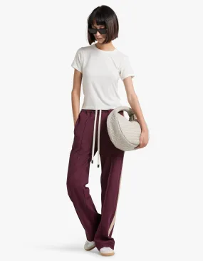 Twill Pinstitch Detail Pant - Burgundy/Light Tan