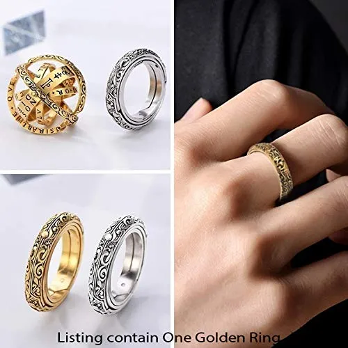 Yellow Chimes Astronomical Sphere Ball Ring Love Proposal Valentines Quirky Ring for Women and Girls (Golden)