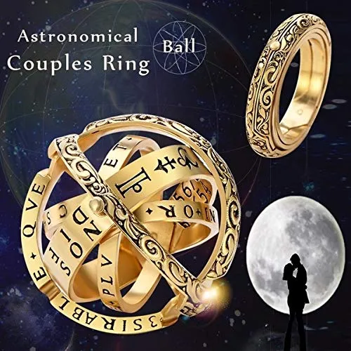 Yellow Chimes Astronomical Sphere Ball Ring Love Proposal Valentines Quirky Ring for Women and Girls (Golden)